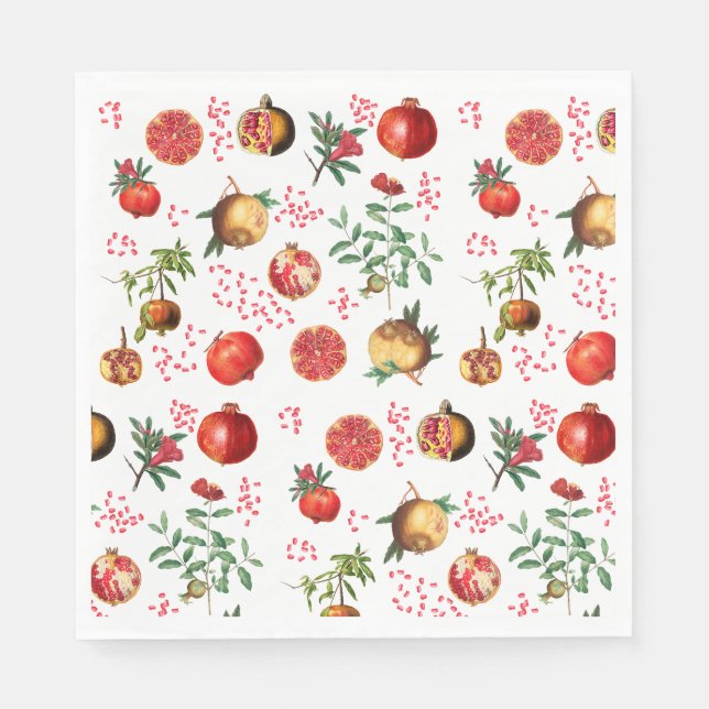 Serviette En Papier Aquarelle grenade Motif de fruits méditerranéen (Devant)