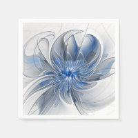 Aquarelle gris bleu Abstrait Fractal Art Flower