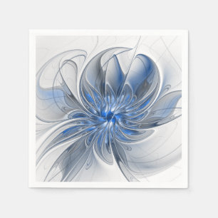 Serviette En Papier Aquarelle gris bleu Abstrait Fractal Art Flower