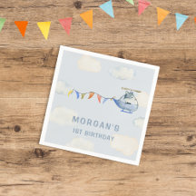 Aquarelle Hélicoptère mignon Loup premier annivers