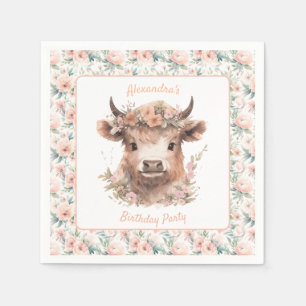 Serviette En Papier Aquarelle Highland Vache Douche/Plaque d'anniversa