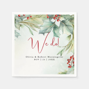 Serviette En Papier Aquarelle Holly et Berries