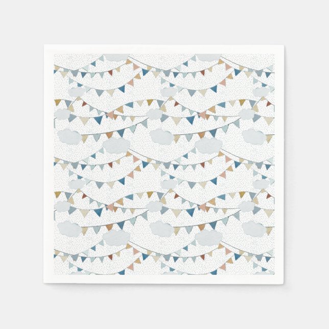 Serviette En Papier Aquarelle Hot Air Balloon Mix // Anniversaire des  (Devant)