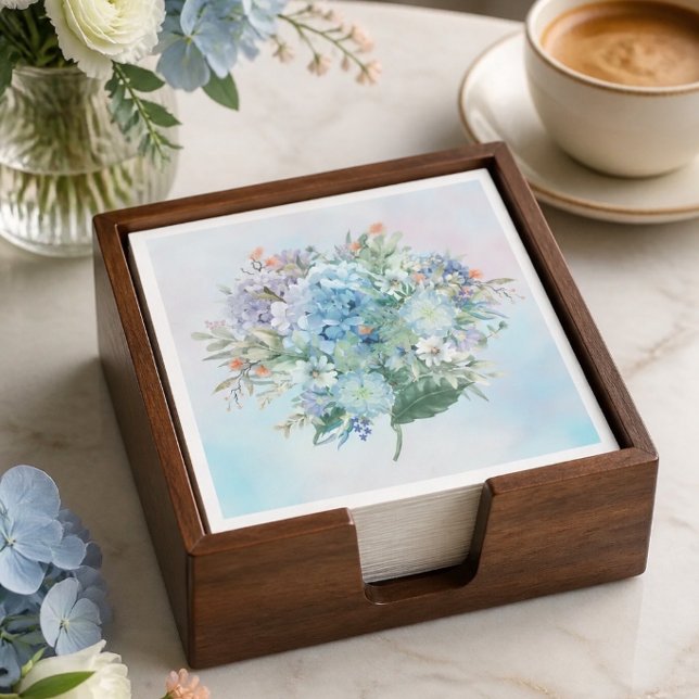 Serviette en papier aquarelle Hydrangea Bleu (Créateur téléchargé)