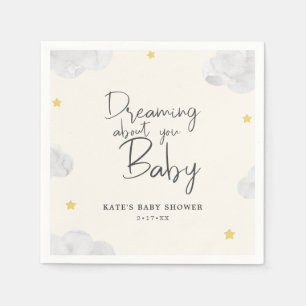 Serviette En Papier Aquarelle ivoirienne nuages Baby shower neutre sel