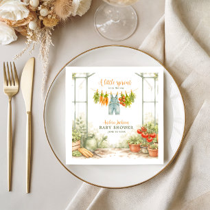 Serviette En Papier aquarelle Jardin de petite pousse blanche Baby Sho