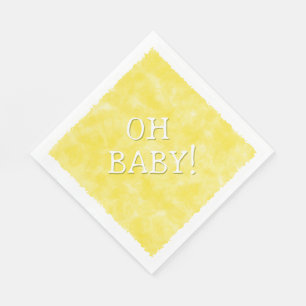 Serviette En Papier Aquarelle jaune Baby shower texte personnalisé Oh 