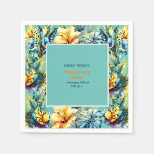Serviette En Papier Aquarelle jaune baby shower vert tropical