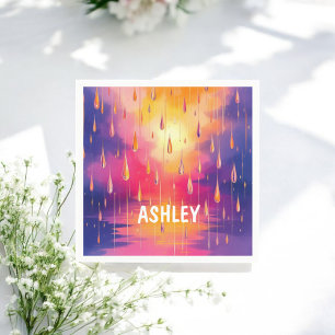 Serviette En Papier Aquarelle jaune bleu gouttes d'eau colorées