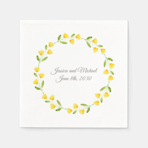 Serviette En Papier Aquarelle jaune couronne florale
