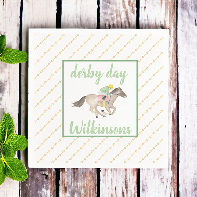 Serviette En Papier Aquarelle Jockey Derby Party Horse Race Or (Créateur téléchargé)