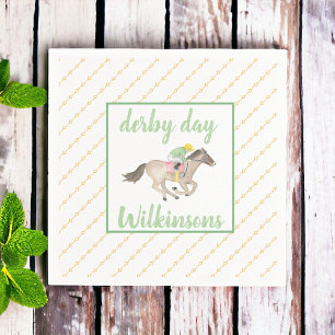 Serviette En Papier Aquarelle Jockey Derby Party Horse Race Or
