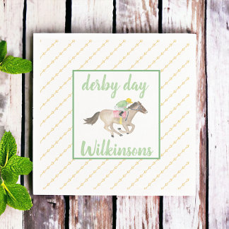 Serviette En Papier Aquarelle Jockey Derby Party Horse Race Or