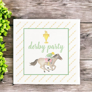 Serviette En Papier Aquarelle Jockey Derby Party Horse Race Or
