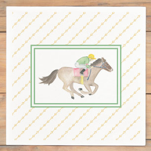 Serviette En Papier Aquarelle Jockey Preakt Party Horse Race Or