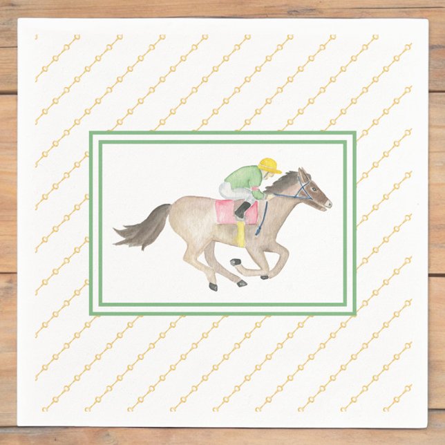 Serviette En Papier Aquarelle Jockey Preakt Party Horse Race Or (Créateur téléchargé)