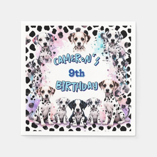 Serviette En Papier Aquarelle Joueuse Dalmatienne Spot Aquarelle Anniv (Devant)
