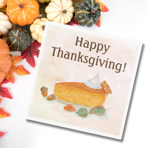 Serviette En Papier Aquarelle Joyeux Thanksgiving Tarte au Citrouille
