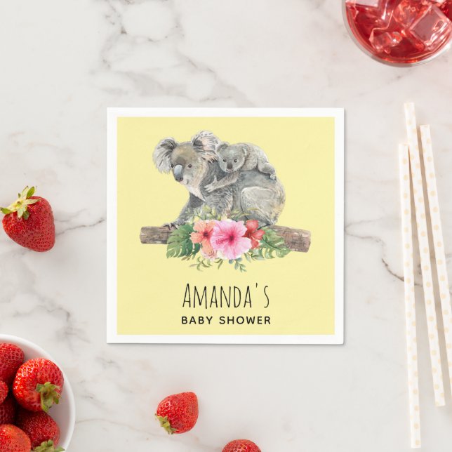 Serviette En Papier Aquarelle Koala Oears mignonne maman & Baby shower (En situation)