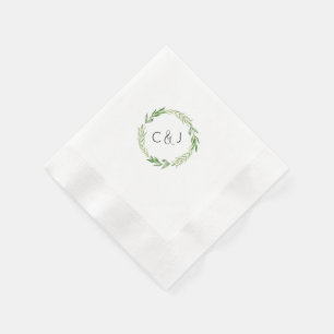 Serviette En Papier Aquarelle Laurel Wreath Cocktail Napkins