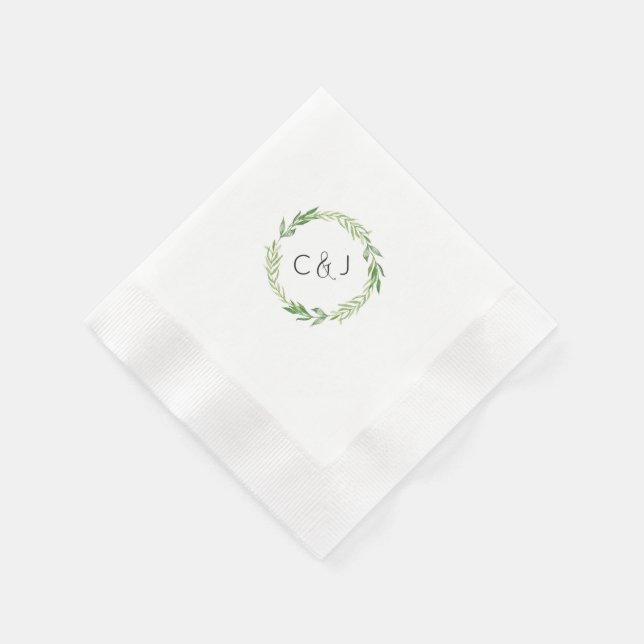 Serviette En Papier Aquarelle Laurel Wreath Cocktail Napkins (Coin)