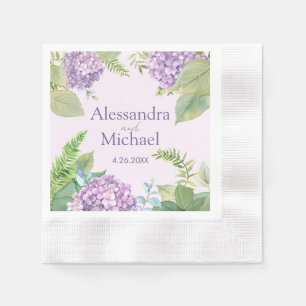 Serviette En Papier Aquarelle Lavande Hydrangea Fleurs Mariage