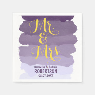 Serviette En Papier Aquarelle lavande violette ombre mariage