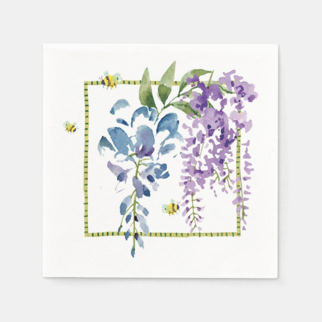 Serviette En Papier Aquarelle Lavender Blue Wisteria (Devant)