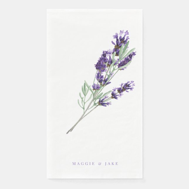 Serviette En Papier Aquarelle Lavender Floral Mariage personnalisé (Devant)