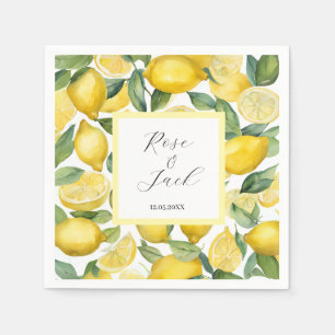 Serviette En Papier Aquarelle Lemon Garden Mariage blanc
