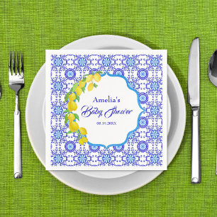 Serviette En Papier Aquarelle Lemons Amalfi Baby shower