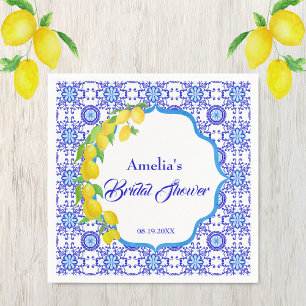 Serviette En Papier Aquarelle Lemons Amalfi Fête des mariées