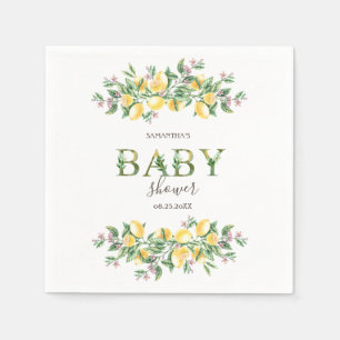 Serviette En Papier Aquarelle Lemons Baby shower de fleurs botaniques
