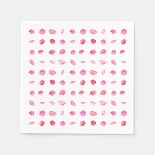 Serviette En Papier Aquarelle Lèvres Roses. Chic motif, Design tendanc