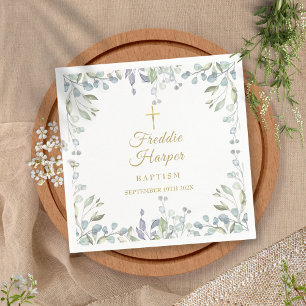Serviette En Papier Aquarelle Lilac Baptême Floral Baptême Christening