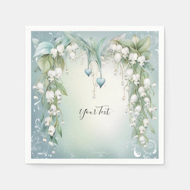 Serviette En Papier Aquarelle Lily de la Vallée Napkins (Devant)