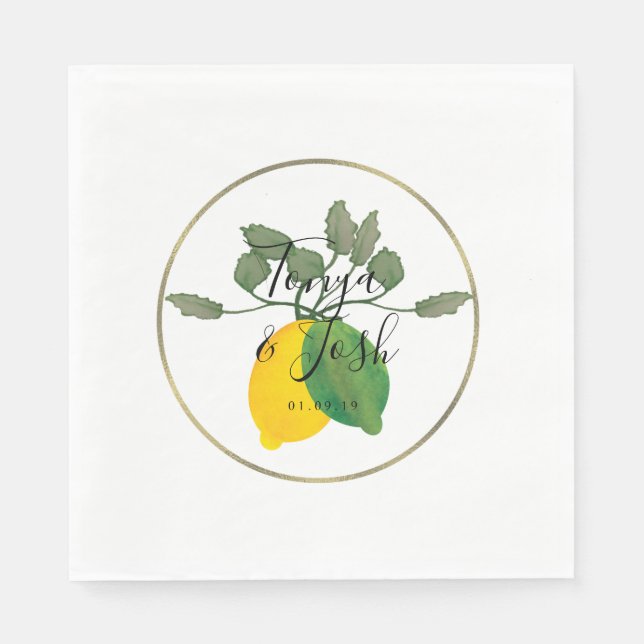 Serviette En Papier Aquarelle Limoncillo Lemon Lime Mariage (Devant)
