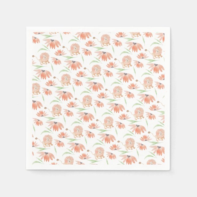 Serviette En Papier Aquarelle Lion bébé peinte à la main (Devant)