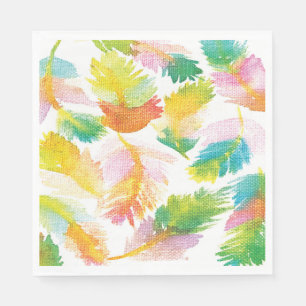 Serviette En Papier Aquarelle Luau Palm Tropical Feuille Coral Green