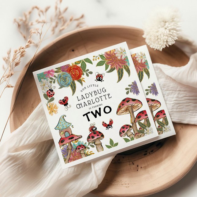 Serviette En Papier Aquarelle magique mignonne Ladybug filles Annivers (Créateur téléchargé)