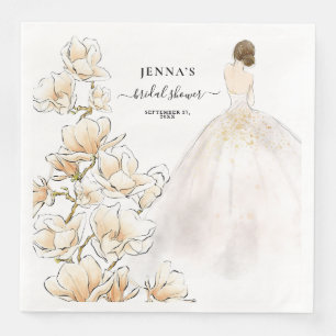 Serviette En Papier Aquarelle Magnolia Bride Fête des mariées papier D