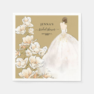 Serviette En Papier Aquarelle Magnolia Bride Fête des mariées papier D