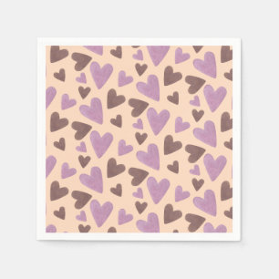 Serviette En Papier Aquarelle main Coeurs Chocolat rose