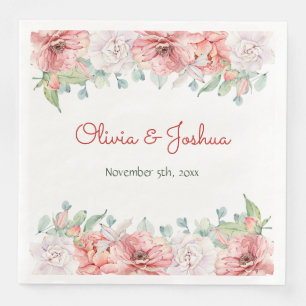 Serviette En Papier Aquarelle Mariage