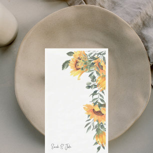 Serviette En Papier Aquarelle Mariage blanc de tournesol