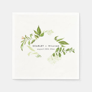 Serviette En Papier Aquarelle Mariage de feuillage vert sauvage Napkin