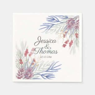 Serviette En Papier Aquarelle Mariage du feuillage d'hiver