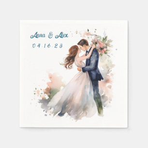 Serviette En Papier Aquarelle mariage Florale