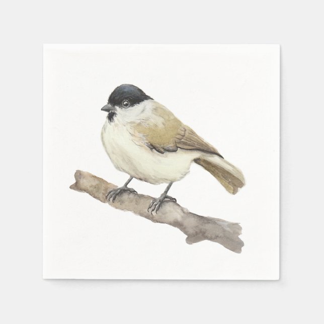 Serviette En Papier Aquarelle Marsh Tit (Devant)