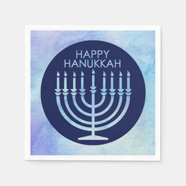 Serviette En Papier Aquarelle menorah Hanoukka (Devant)